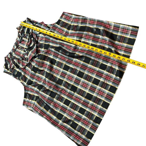 Talbots Plus Bow And Ruffle Neck Heritage Shell Blouse Celebrate Plaid Size 2X - Picture 9 of 14